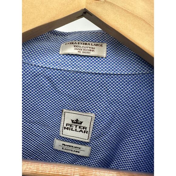 Peter Millar Dress Shirt Mens XXL Blue Nanoluxe Button Down Long Sleeve Cotton - Picture 6 of 7